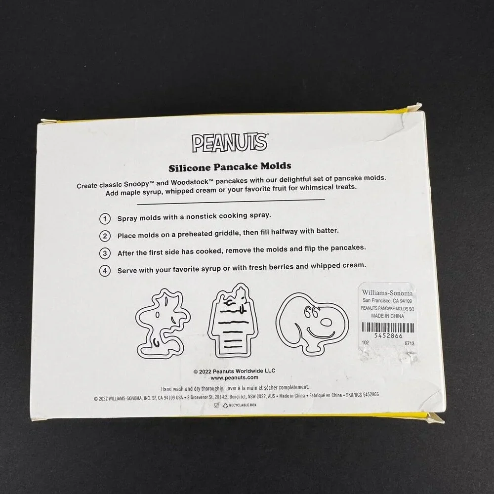Snoopy Woodstock Peanuts Silicone Pancake Molds Set of 3 Williams Sonoma